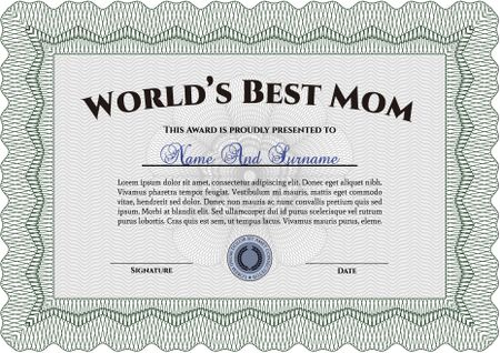 Best Mom Award. With background. Detailed.Lovely design. 
