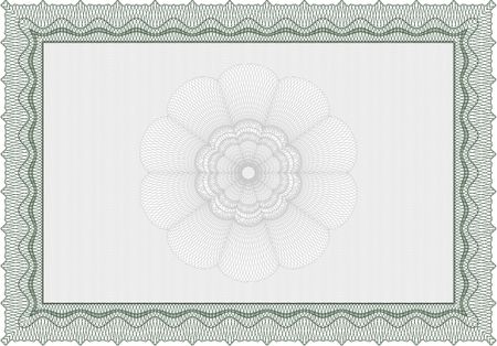 Sample Certificate. Border, frame.Cordial design. With guilloche pattern and background.