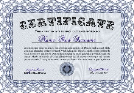 Certificate of achievement template. With quality background. Border, frame.Superior design. 