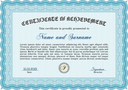 Certificate of achievement. Vector certificate template.Modern design. With complex background. 