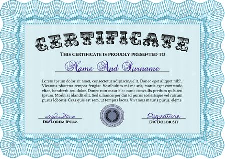 Diploma template or certificate template. Superior design. Money style.Printer friendly. 