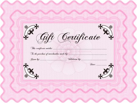 Formal Gift Certificate template. Lovely design. With complex background. Detailed.