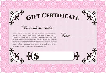 Modern gift certificate. Retro design. With background. Detailed.