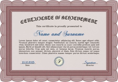 Certificate of achievement template. Printer friendly. Vector illustration.Excellent design. 