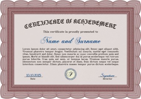 Certificate of achievement template. Printer friendly. Vector illustration.Excellent design.