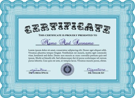 Diploma. Modern design. With quality background. Vector pattern that is used in currency and diplomas.
