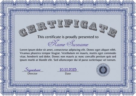 Certificate or diploma template. Complex background. Frame certificate template Vector.Sophisticated design.