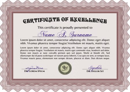 Certificate. Border, frame.Cordial design. With guilloche pattern. 