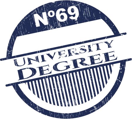 University Degree rubber grunge stamp