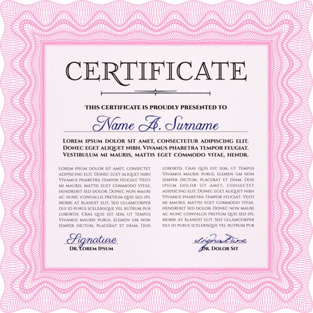 Sample certificate or diploma. With linear background. Cordial design. Vector pattern that is used in money and certificate.