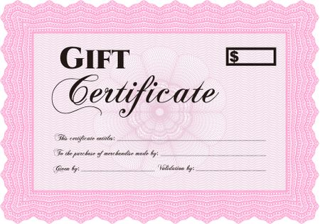 Modern gift certificate. Border, frame.Artistry design. Printer friendly. 