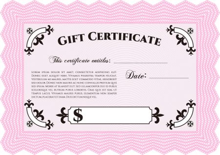 Formal Gift Certificate. Detailed.Beauty design. Printer friendly. 