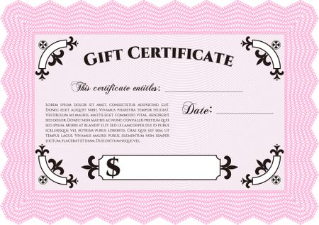 Formal Gift Certificate. Detailed.Beauty design. Printer friendly.