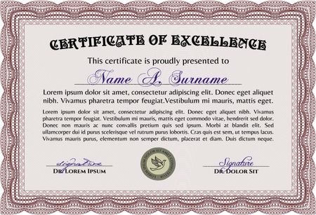 Certificate of achievement. Detailed.Complex design. With complex background. 