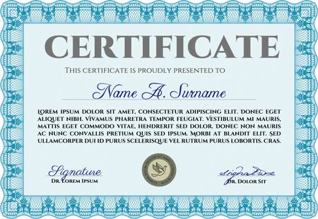 Certificate. Vector certificate template.With complex background. Excellent design. 