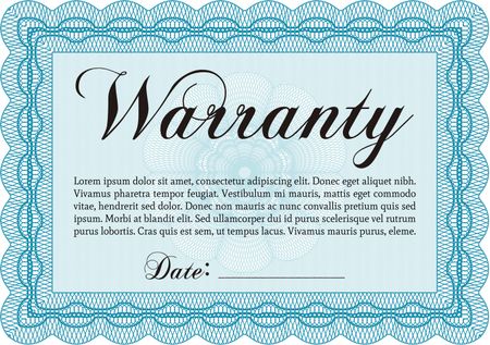 Warranty template. It includes background. Perfect style. Complex frame. 