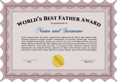 Best Dad Award Template. With complex background. Customizable, Easy to edit and change colors.Sophisticated design. 