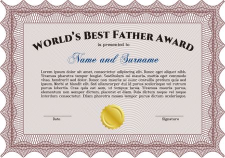 Best Dad Award Template. With complex background. Customizable, Easy to edit and change colors.Sophisticated design.