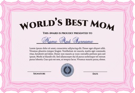 World's Best Mom Award. Complex design. Complex background. Vector illustration.