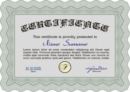 Certificate or diploma template. Complex background. Diploma of completion.Nice design. 