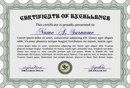 Certificate or diploma template. Border, frame.With linear background. Cordial design. 