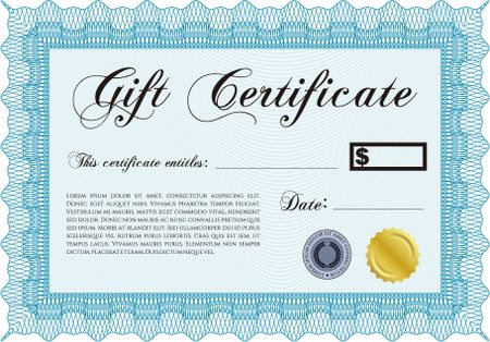 Gift certificate template. Printer friendly. Detailed.Good design. 