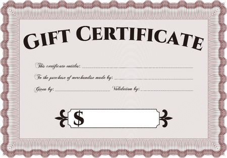 Gift certificate. With guilloche pattern. Border, frame.Good design. 