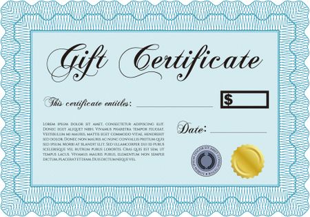 Retro Gift Certificate template. With complex background. Excellent design. Border, frame.
