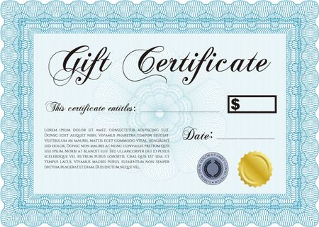 Gift certificate. Good design. With guilloche pattern and background. Vector illustration.