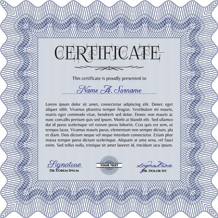 Sample certificate or diploma. With complex linear background. Customizable, Easy to edit and change colors.Lovely design. 