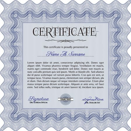 Sample certificate or diploma. With complex linear background. Customizable, Easy to edit and change colors.Lovely design.