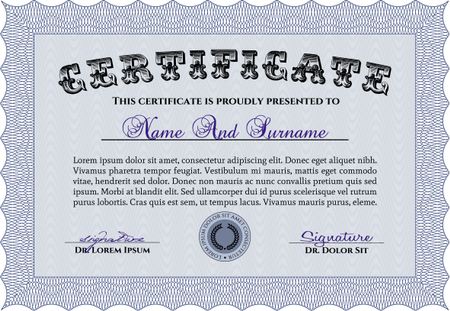 Certificate template or diploma template. Beauty design. Easy to print. Vector illustration.