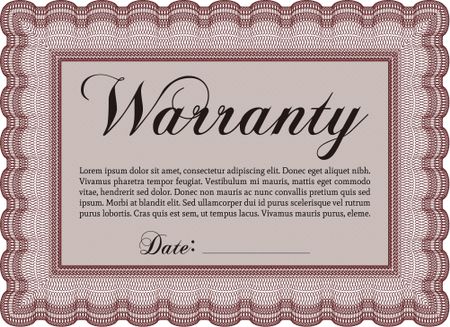 Template Warranty. With background. Perfect style. Complex frame design. 