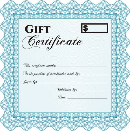 Retro Gift Certificate. Beauty design. With linear background. Detailed.