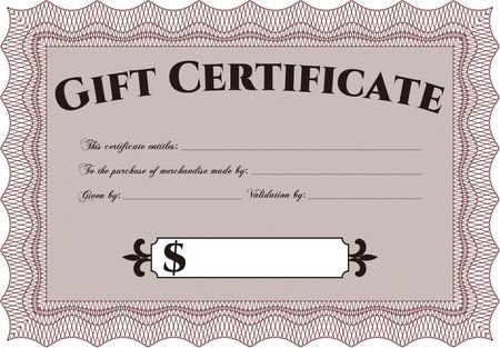 Retro Gift Certificate. Customizable, Easy to edit and change colors.Complex background. Sophisticated design. 