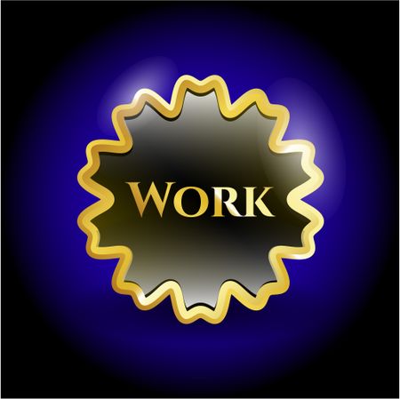 Work gold shiny badge