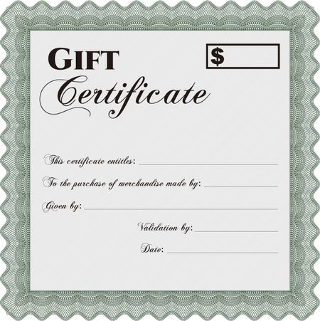 Modern gift certificate. Beauty design. With quality background. Border, frame.