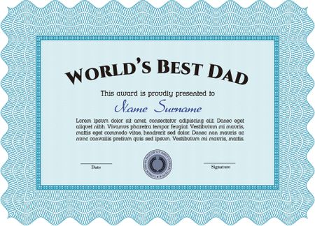 Best Father Award Template. Elegant design. Customizable, Easy to edit and change colors.With quality background. 