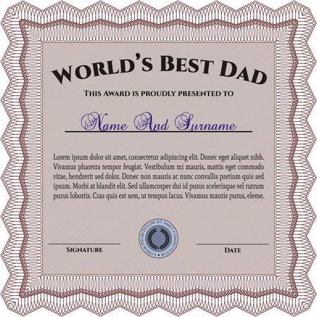 Best Father Award. Nice design. Customizable, Easy to edit and change colors.With complex linear background. 