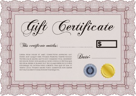 Gift certificate. Complex background. Vector illustration.Excellent design. 