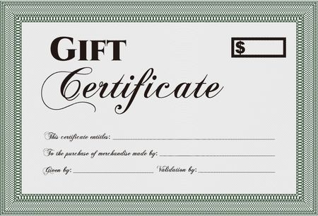 Retro Gift Certificate template. Customizable, Easy to edit and change colors.Complex design. With linear background. 