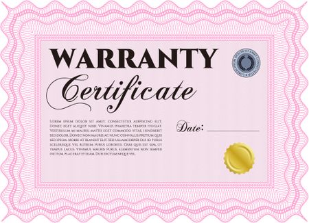 Warranty template. With complex background. Complex border. Very Customizable. 