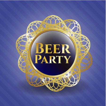 Beer Party gold shiny badge