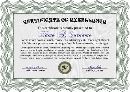 Certificate template or diploma template. With great quality guilloche pattern. Beauty design. Vector illustration.