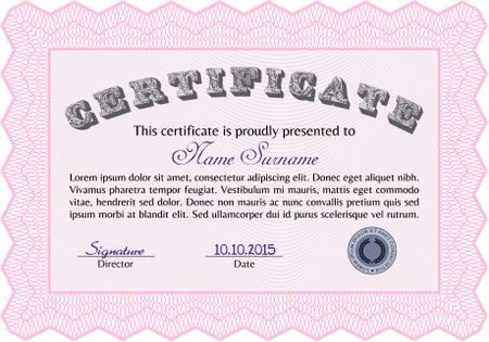 Sample Certificate. With quality background. Vector pattern that is used in money and certificate.Good design. 