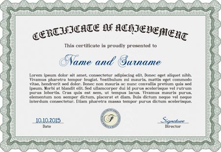 Certificate template. Money style.Modern design. With guilloche pattern. 