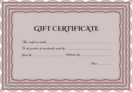 Vector Gift Certificate template. Printer friendly. Customizable, Easy to edit and change colors.Excellent design. 