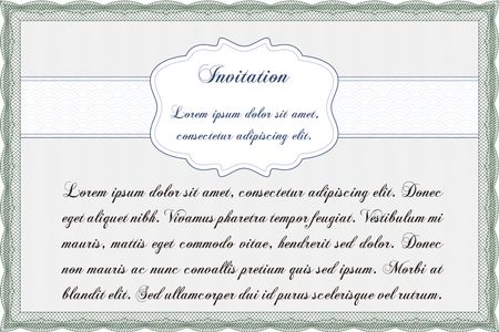 Formal invitation template. Detailed.Printer friendly. Good design. 