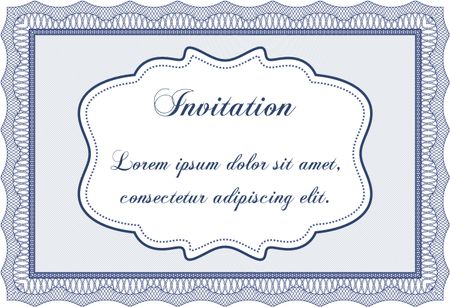 Invitation. Artistry design. With guilloche pattern and background. Vector illustration.