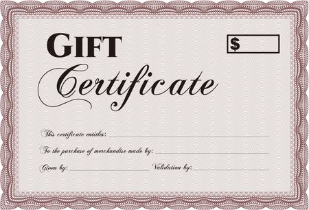 Vector Gift Certificate. With complex linear background. Beauty design. Border, frame.
